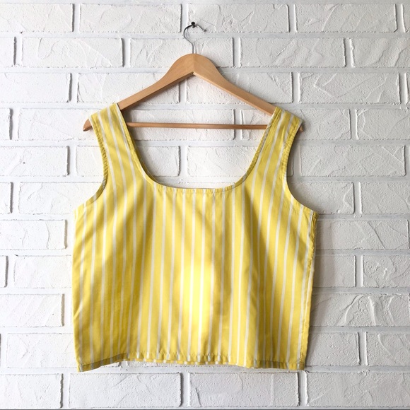 Vintage boxy cotton yellow and white stripe tank - Picture 4 of 9